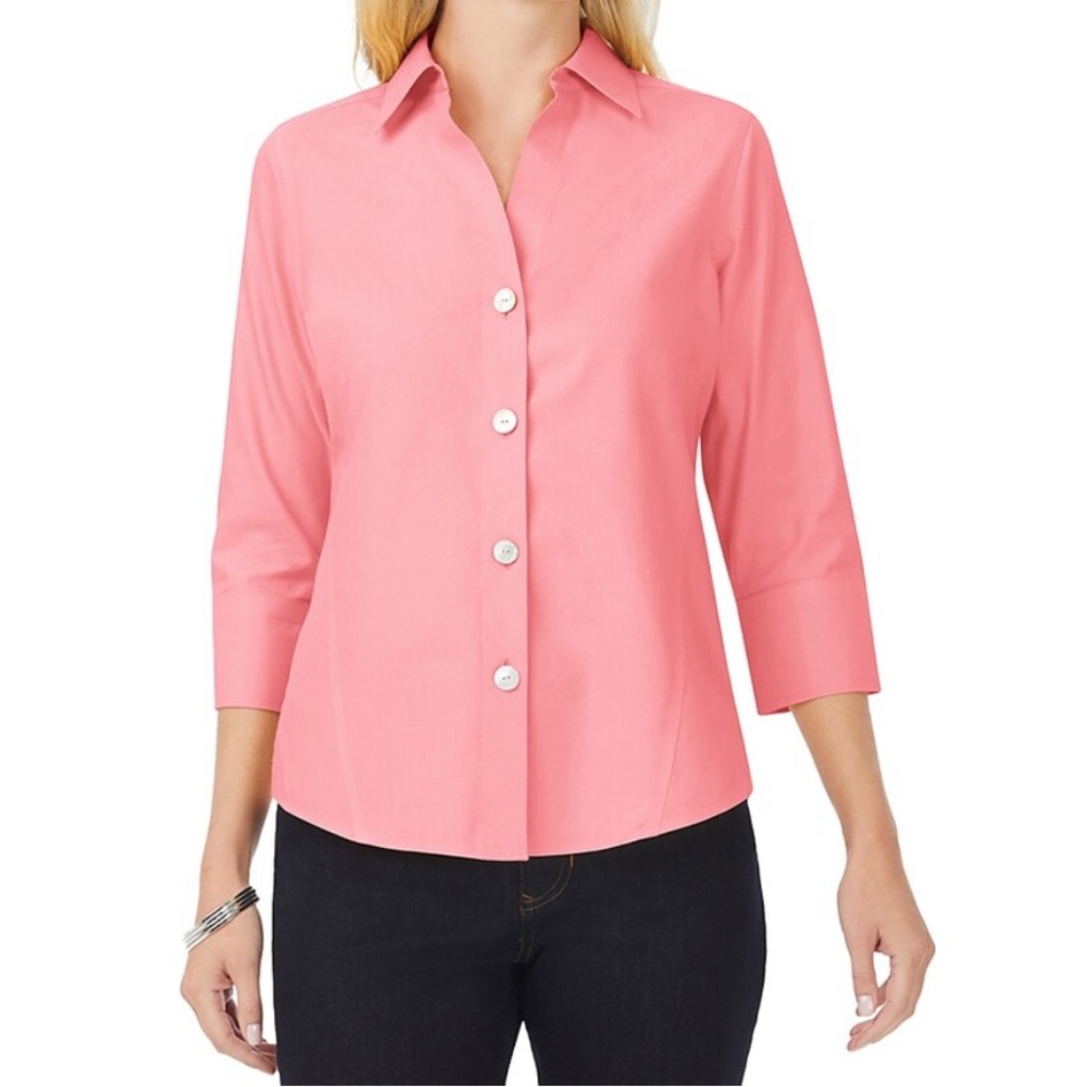 Foxcroft Peach Button-Up Shirt 12 NWOT